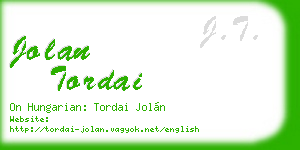 jolan tordai business card